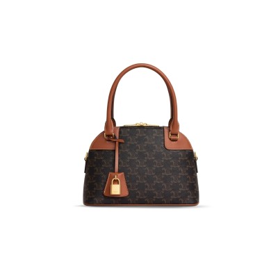 CELINE SHOULDER BAG TRIOMPHE IN TRIOMPHE CANVAS AND LAMBSKIN 121082DNK.04LU (25*17*10cm)